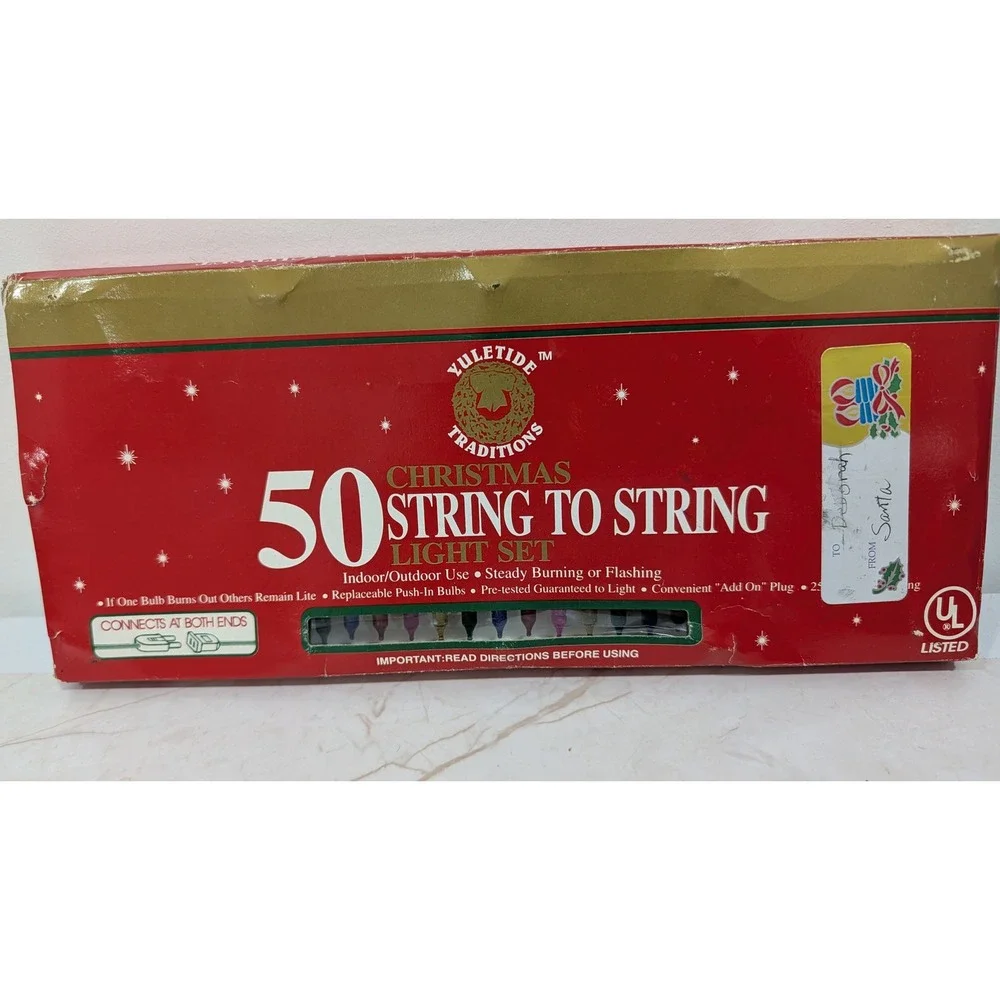 Yuletide Traditions 50 Christmas String to String Light Set Multi Color 25ft